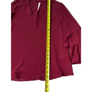 Naked Zebra Color:Wine Bell Ruffle Sleeve Top Women's Size Small | 19-15 thumbnail 6
