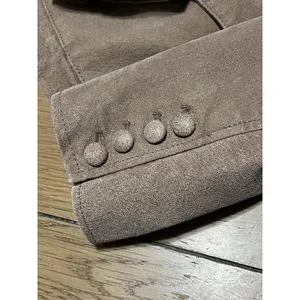 Twiggy London Tan Genuine Leather Button Down Coat Size XS Military Modern City‎ thumbnail 14
