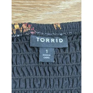 Torrid Jumpsuit Womens XL Black Batik Sun Tie Front Culotte Rayon Boho Festival thumbnail 5