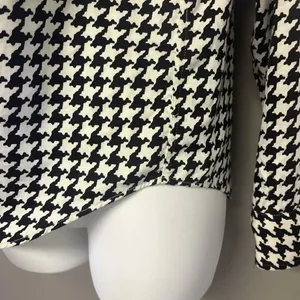 Lauren Ralph Lauren Size PM Houndstooth No Iron Button Down Ahirt Blouse Black W thumbnail 7