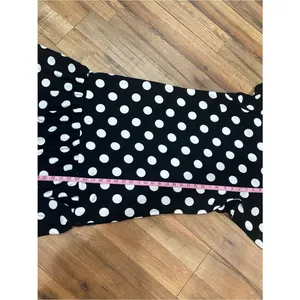 Black White Polka Dot Ruffle Hem Dress Size Medium Retro Chic Mini Dress M thumbnail 6