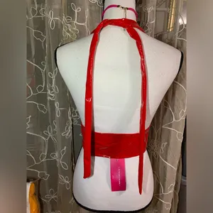 Shein Iconic Red Latex Like Halter Top thumbnail 6