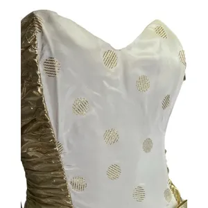 Vintage White and Metallic Gold Polka Dot Strapless Gunne Sax Dress Sz 11/12 thumbnail 4
