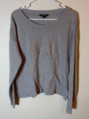 Lauren‎ Ralph Lauren Embellished Sweatshirt Gray Long Sleeve Size Medium thumbnail 1