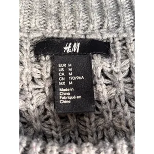Gray Marled Chunky Open Knit Oversized Sweater Fisherman Cozy Cabin Crewneck thumbnail 7