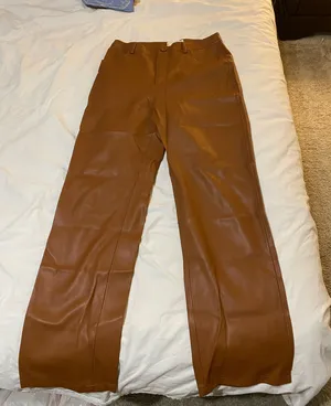 Mango Brown Leather Pants thumbnail 1