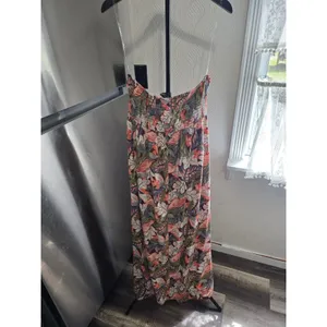 Wild fable Tropical Floral V-Neck Strappy halter maxi Dress M open back thumbnail 3