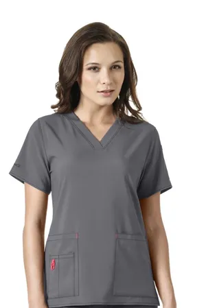 Carhartt Women's Force Cross-Flex V-Neck Scrub Top Grey Small. thumbnail 1