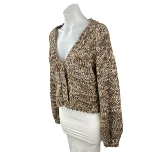 Z Supply Este Women's Brown Long Sleeve Button Down Crop Cardigan Sweater Top S thumbnail 2