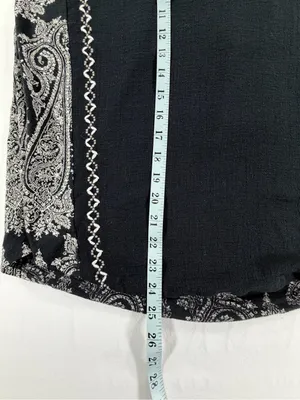 Lucky Brand Sleeveless Paisley Blouse‎ Medium Black White Embroidered Boho Top thumbnail 5