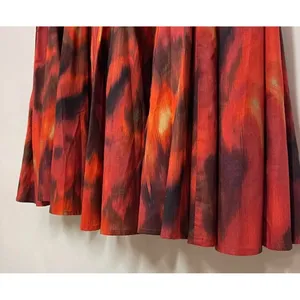 COLDWATER CREEK Bold Floral Skirt Women Medium Red Orange Ikat Midi A-Line‎ NWT thumbnail 4