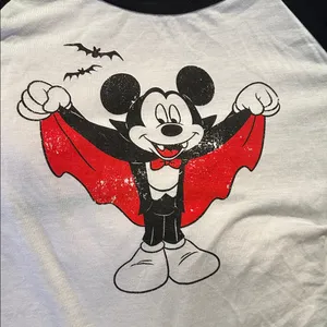 Disney Black and White Raglan with Mickey Vampire Design thumbnail 3