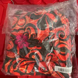 Hapari Lava SOS Tankini‎ Top Red Brown Floral Lace Up Back NWT Large thumbnail 3