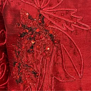 Vintage Anage Red Silk Beaded Sequins Kimono Jacket Sz S Artsy Boho Embroidered thumbnail 9