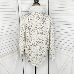 Aerie Leopard Print Oversized‎ Sweatshirt Cream Tan Beige Small Quarter Zip thumbnail 4