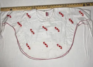 VTG Monirul Garments W XL White Red Embroidered Pearl Scalloped Blouse Top India thumbnail 1
