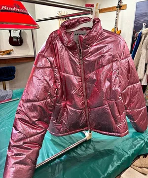 AWVND Metallic Puffer Jacket in Pink Size Medium Like New thumbnail 1