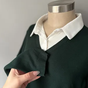 Adrianna Papell Layered Look Sweater Blouse Combo Green & White Size XL thumbnail 8