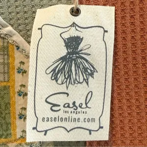 Easel Daisy Patchwork Top Multicolor Boho Waffle Knit Long Sleeve Women‎ Small thumbnail 6