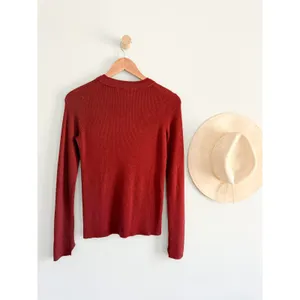 Madewell | NWT Double Layered Crewneck in Merino-Silk Blend Deep Rust | Sz M thumbnail 9