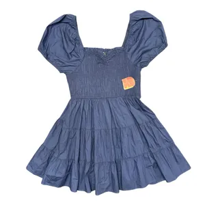 NEW Arula Laine Babydoll Dress Short Puff Sleeve Mini Denim Blue Amazing 1X thumbnail 5