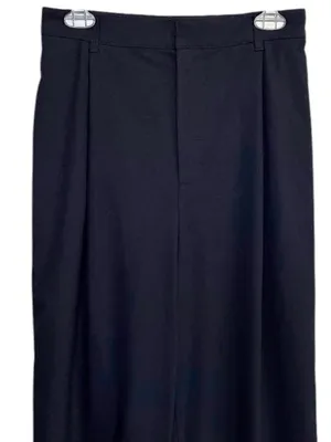 Zara Pleated Cuffed Black Hi Rise Trousers Size Small thumbnail 2