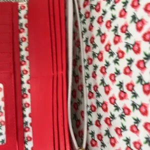 Nanette Lepore Quilted Red Trifold Floral lined wallet clutch thumbnail 6
