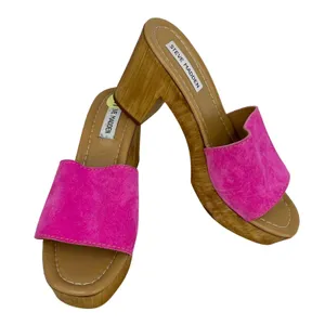 Steve Madden Neon Pink Block Heels Slides Sandals 9 Platform y2k thumbnail 1