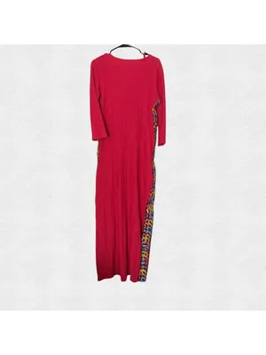 Zara Red Crochet Neck Knotted Macrame Gauzy Maxi Dress Medium 3/4 Sleeves thumbnail 4