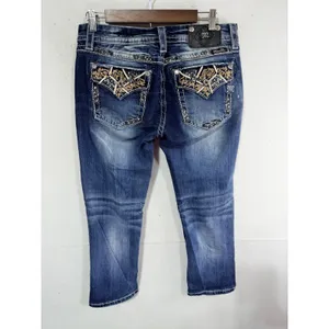 Miss Me Signature Crop Jeans Size 32 Blue Inseam 25.5" JE8091C Embellished Boho thumbnail 3
