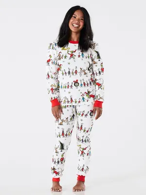Pottery Barn Kids Dr. Seuss The Grinch Adult Organic Cotton Pajama Set Christmas thumbnail 2