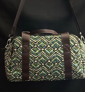 Vera Bradley Rainforest Geometric Multicolor Duffel Bag with Brown Straps thumbnail 1