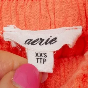 Aerie Womens Gauzy High Waisted Shorts Size XXS Orange Pockets Beachy Vacation‎ thumbnail 4