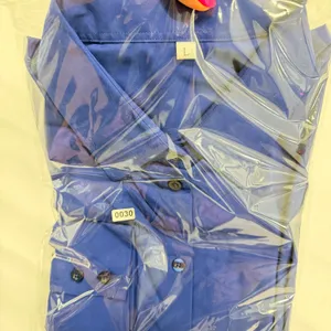 Womens Royal Blue Button Up Long Sleeve Collared Blouse Office Work Shirt size L thumbnail 7