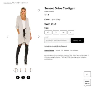Free People Sunset Drive Cardigan sz M thumbnail 4