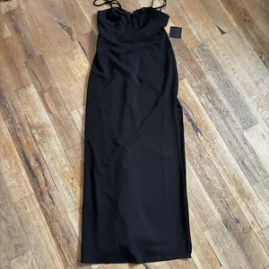 Lulus Romantic Existence Black Column Maxi Dress Size L thumbnail 11