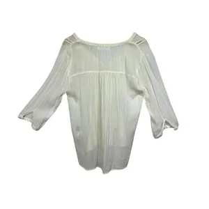 Abercrombie & Fitch Cream Ivory Floral Embroidered Boho Peasant Blouse Top Sz M thumbnail 3