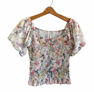 ANTHROPOLOGIE Aurelia Smocked Floral Puff Sleeve Top X-Small EUC thumbnail 5