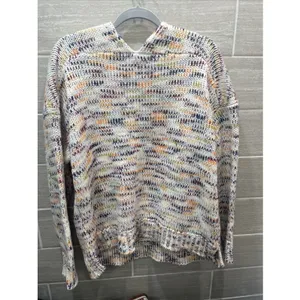 Loft Spacedye Oversized chunky knit sweater double V With Side‎ Slits Women's XL thumbnail 2