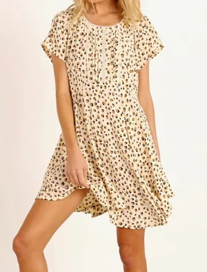KIVARI Valentina Babydoll Mini Dress in Leopard Size XS thumbnail 1