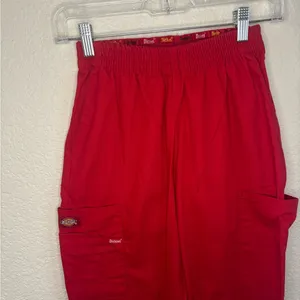 Dickies Medical Scrub Pants XXS Red Elastic Waist Cargo‎ Utility Trousers 86106 thumbnail 3