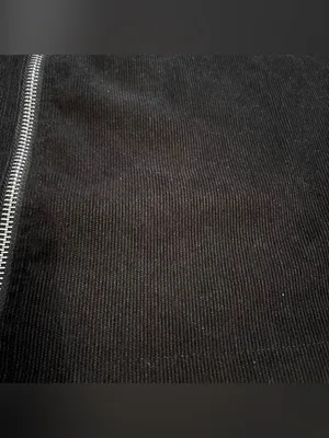 Black Ribbed Suede Mini Skirt with Silver Circle Zipper thumbnail 7