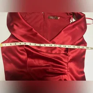 Eliza J Women's Burgundy Shawl‎ Collar Pleated Midi Sheath Party Dress Size 10 thumbnail 10