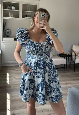 Abercrombie & Fitch Ruched Puff Sleeve Mini Dress thumbnail 1