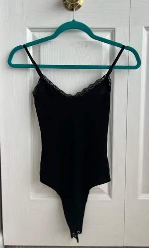 American Eagle Black Lacy Bodysuit thumbnail 1