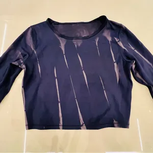 Lululemon Wunder Train Cropped Long Sleeve Shirt Sun Bleached Wash True Navy thumbnail 6
