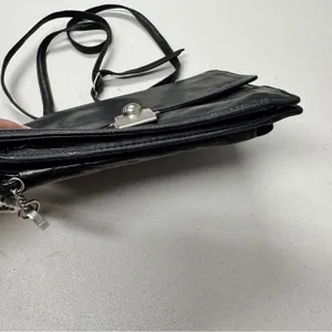 Perlina New York Black Leather Crossbody Bag Handbag Purse Womens Classic thumbnail 7