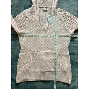NWT! Hollister Pink Cable Knit V Neck Hoodie Sweater XL thumbnail 6