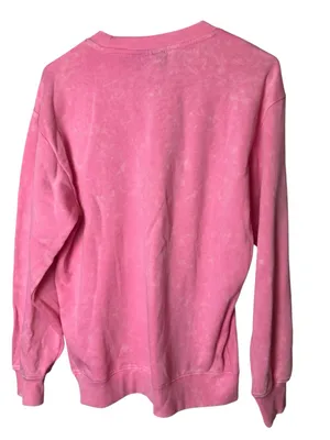 Barbie Pink Distressed Style Glitter Crewneck Logo Pullover Sweatshirt Size M thumbnail 6