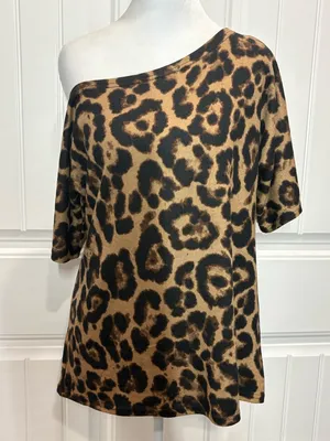 SHEIN Black and Camel Leopard Print Top Sizr M thumbnail 2